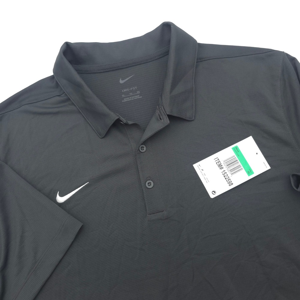 Nike Dri-FIT Mens XL Gray Short Sleeve Polo Shirt CI4470-060 Football Read